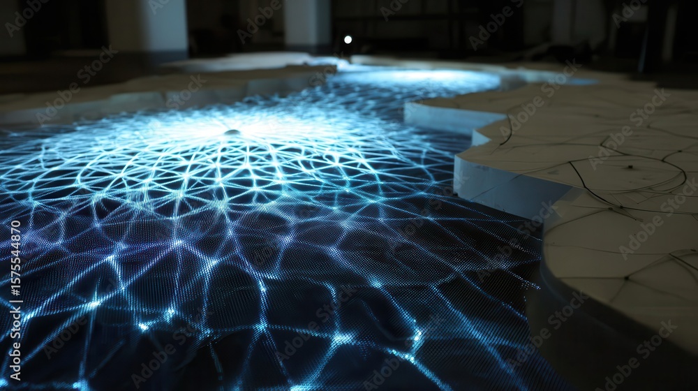 Poster illuminated network pattern on a textured surface.