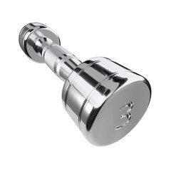 Round Chrome Dumbbell with number 3, weightlifting gym equipment wide angle view, isolated on white background. 3D illustration