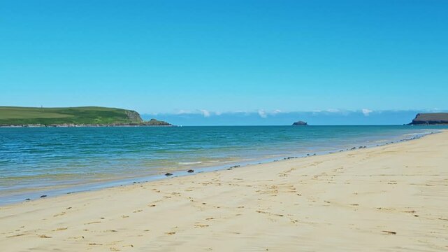 Pan from right to left of Daymer Bay, Cornwall, UK