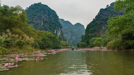 En barque dans la baie d'Halong terrestre