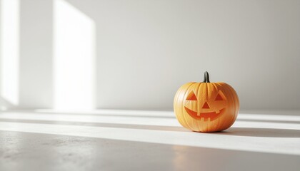 Playful pumpkin carving on minimal white background, a cheerful concept for Background