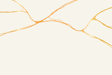 Minimalist kintsugi crack design. Gold repair lines. Elegant Japanese style