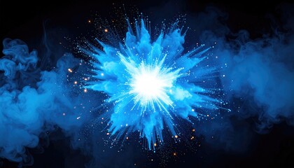 Blue explosion on black background