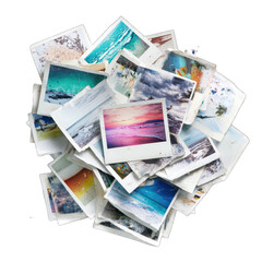 Pile of photos, various scenes, likely vacation