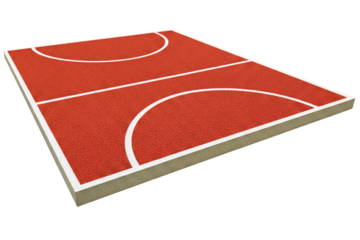 Cross-section of a red sports court surface isolated on a transparent background