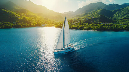 Senior couple sailing luxury yacht during their active retirement, Plan life insurance of happy retirement