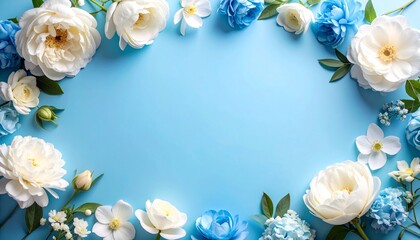 Floral Frame Decoration on Light Blue Background