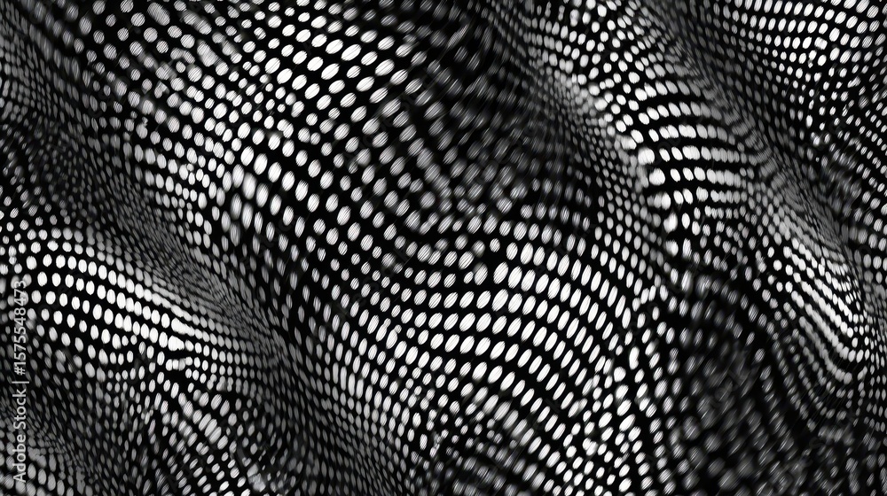 Poster abstract design with textured dots and wavy patterns.