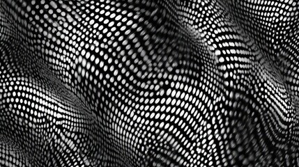 Abstract design with textured dots and wavy patterns.