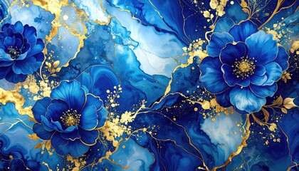 Blue Flowers on Marble