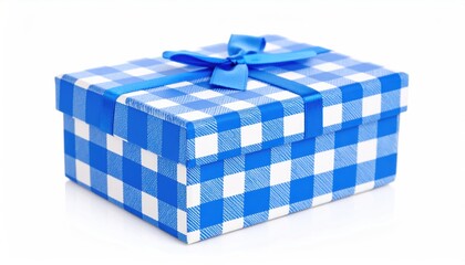 Blue gift box with ribbon