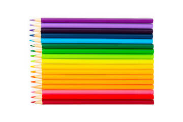 Colored pencils isolated on white background. Equipment for coloring. Stationery for...