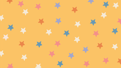 Colorful star shapes on orange background