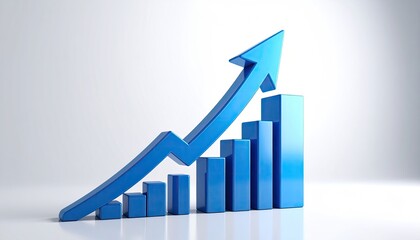 Blue growth graph on white background