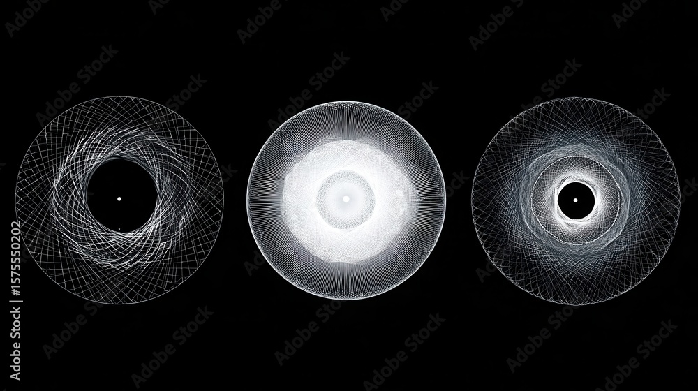 Aufkleber abstract circular patterns on a dark background.