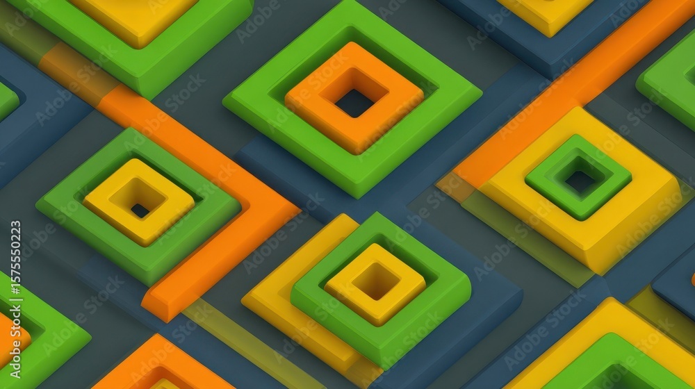 Poster abstract geometric pattern of nested squares.