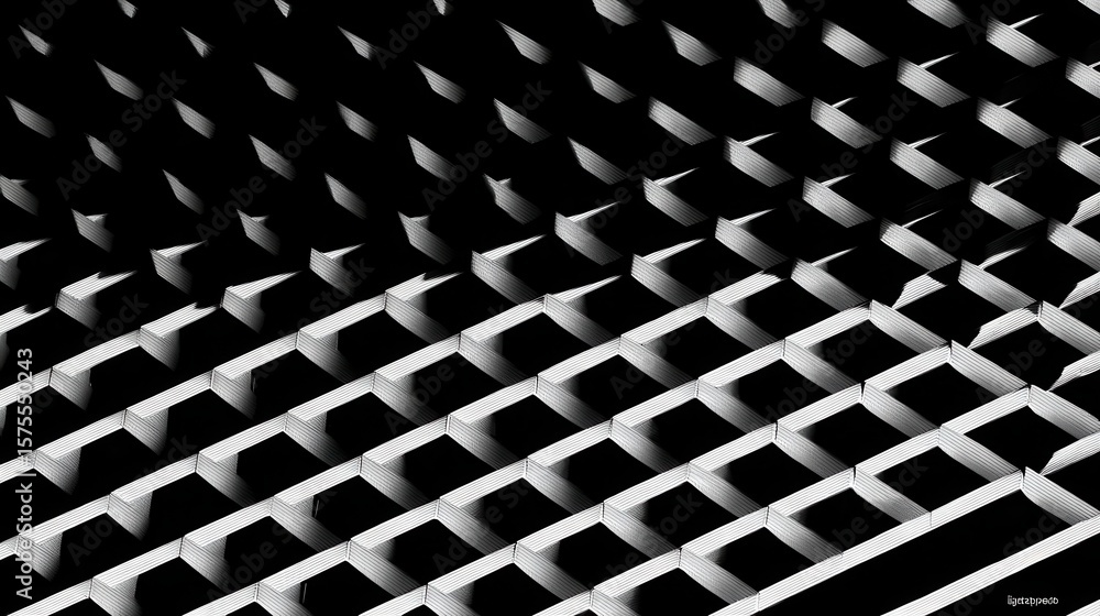 Poster abstract geometric pattern of interlocking squares.