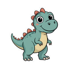 Fototapeta premium Cute Cartoon Dinosaur Illustration with a Friendly Expression Perfect for Children s Books Educational Materials and Fun Designs on a Clean White Background