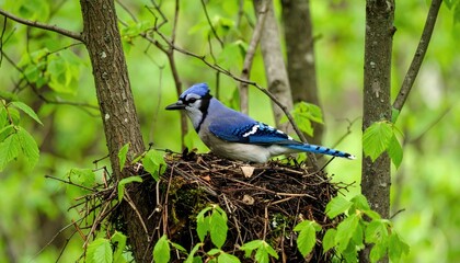 Blue Jay in Nest (1)