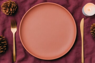 Elegant table setting showcases a seasonal ambiance with natural elements