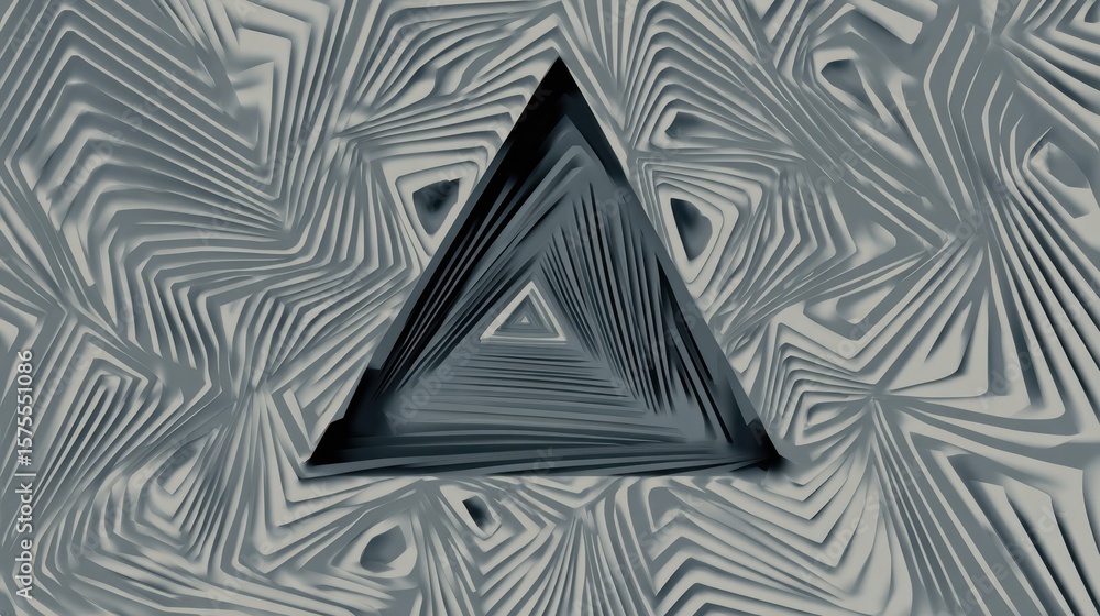 Poster abstract geometric design with layered triangles.