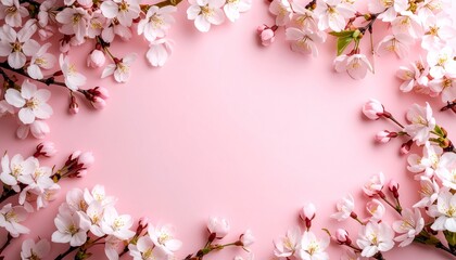 Elegant Cherry Blossoms on Pink Background