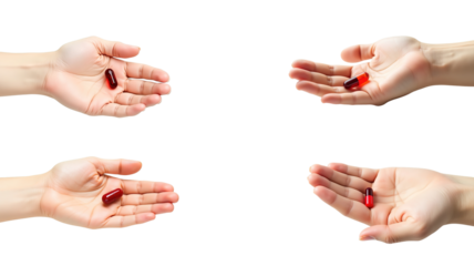 hand holding red pill png