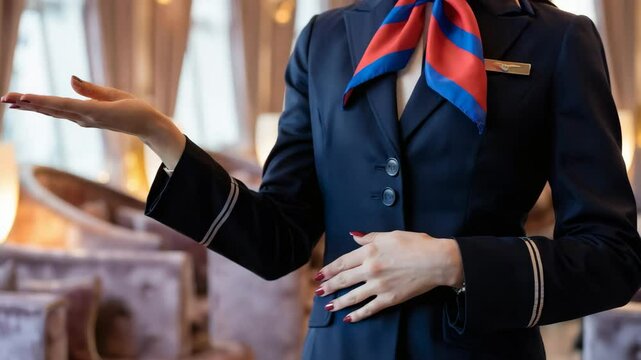 Elegant stewardess service display [4K]