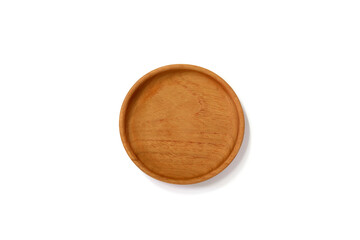 Round wooden plate top view