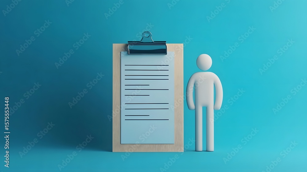 Poster a clipboard with a checklist and a person icon representing individual responsibility in a business 
