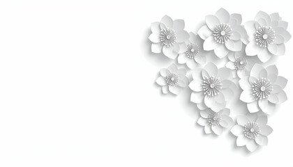 White Paper Flowers with Corner Design.