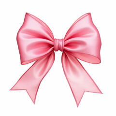 Delicate watercolor pink ribbon bow on a transparent background