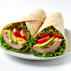 Obraz premium Title: Delicious California Club Wrap with Avocado and Bacon