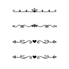 Obraz premium Set of Vintage decorative lines. text dividers. Line border. Lines separators, Borders, Vintage dividers, Underline elements. Divider set vector. Vector illustration.Line dividers. 