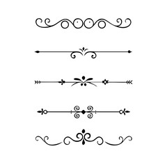 Obraz premium Set of Vintage decorative lines. text dividers. Line border. Lines separators, Borders, Vintage dividers, Underline elements. Divider set vector. Vector illustration.Line dividers. 
