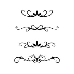 Set of Vintage decorative lines. text dividers. Line border. Lines separators, Borders, Vintage dividers, Underline elements. Divider set vector. Vector illustration.Line dividers.	