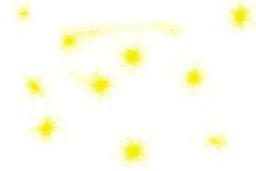 Yellow comic style explosion bursts for dynamic design accents and retro overlays on transparent background