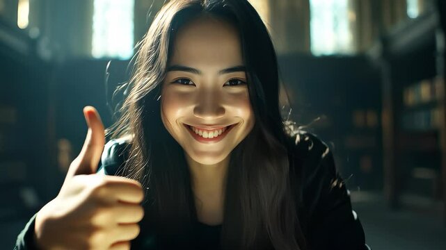 Happy Thumbs Up for Learning Success