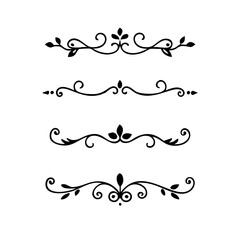 Set of Vintage decorative lines. text dividers. Line border. Lines separators, Borders, Vintage dividers, Underline elements. Divider set vector. Vector illustration.Line dividers.	