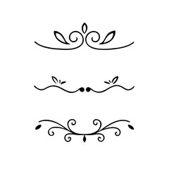 Set of Vintage decorative lines. text dividers. Line border. Lines separators, Borders, Vintage dividers, Underline elements. Divider set vector. Vector illustration.Line dividers.	