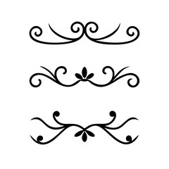 Set of Vintage decorative lines. text dividers. Line border. Lines separators, Borders, Vintage dividers, Underline elements. Divider set vector. Vector illustration.Line dividers.	
