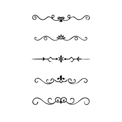 Set of Vintage decorative lines. text dividers. Line border. Lines separators, Borders, Vintage dividers, Underline elements. Divider set vector. Vector illustration.Line dividers.	
