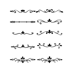 Set of Vintage decorative lines. text dividers. Line border. Lines separators, Borders, Vintage dividers, Underline elements. Divider set vector. Vector illustration.Line dividers.	