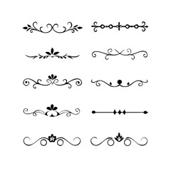 Set of Vintage decorative lines. text dividers. Line border. Lines separators, Borders, Vintage dividers, Underline elements. Divider set vector. Vector illustration.Line dividers.	