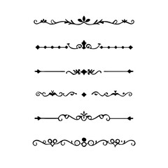 Obraz premium Set of Vintage decorative lines. text dividers. Line border. Lines separators, Borders, Vintage dividers, Underline elements. Divider set vector. Vector illustration.Line dividers. 