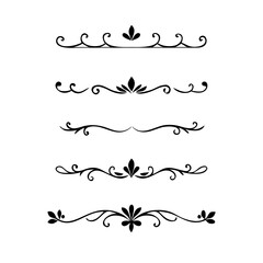 Set of Vintage decorative lines. text dividers. Line border. Lines separators, Borders, Vintage dividers, Underline elements. Divider set vector. Vector illustration.Line dividers.	