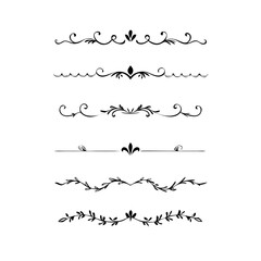 Obraz premium Set of Vintage decorative lines. text dividers. Line border. Lines separators, Borders, Vintage dividers, Underline elements. Divider set vector. Vector illustration.Line dividers. 