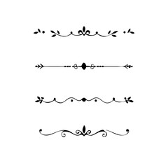 Obraz premium Set of Vintage decorative lines. text dividers. Line border. Lines separators, Borders, Vintage dividers, Underline elements. Divider set vector. Vector illustration.Line dividers. 