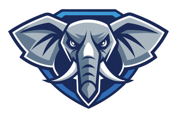 shield presents an elephant head with piercing eyes, symbolizing immense power and determination