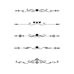 Obraz premium Set of Vintage decorative lines. text dividers. Line border. Lines separators, Borders, Vintage dividers, Underline elements. Divider set vector. Vector illustration.Line dividers. 